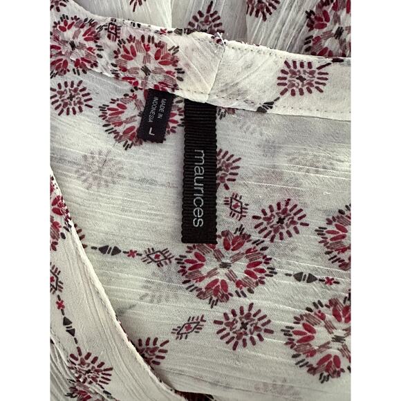 Maurices Ivory Red Black Large 3/4 Sleeve - Picture 2 of 4